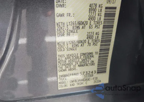 2017 Nissan Titan Xd Sl Diesel из США, поврежденный, VIN 1N6BA1F44HN573243